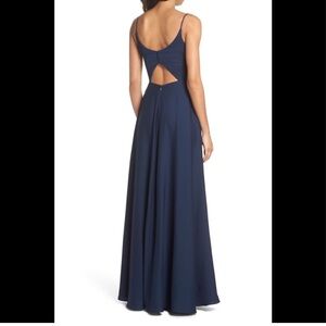 Hayley Paige Occasions 5815 Indigo Navy Blue Maxi formal NWT Sz 10 pockets